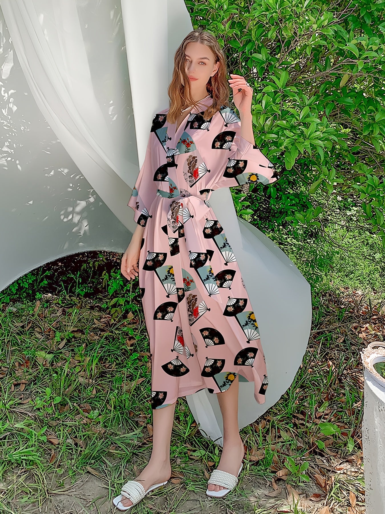 Women's V-Neck Lounge Robe with Belt
