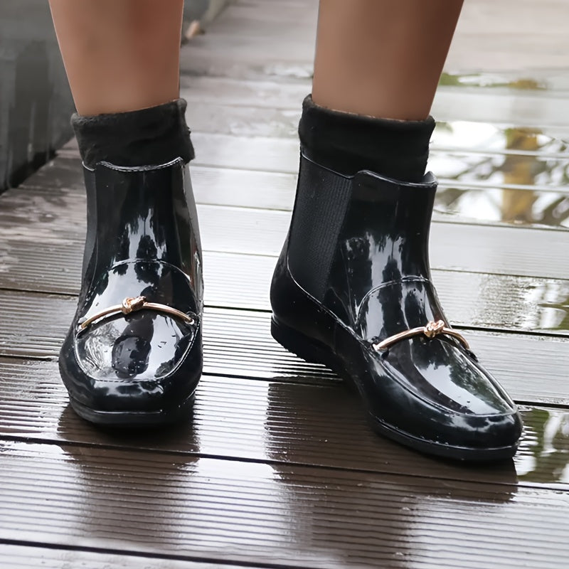 Chain Decor PVC Solid Rain Boots Wear Resistance Non Slip Durable Water Shoes