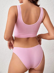 Heart Decor Cut Out Tank Bra & Panties Set