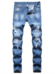 Men's Casual Ripped Jeans in Solid Color