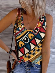 Geometric Print Tank Top Sleeveless Summer Top