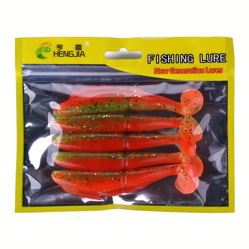 5pcs Dual T-tail Soft Lures Sea Fishing 3.93in 9.7g Fishing Tackle
