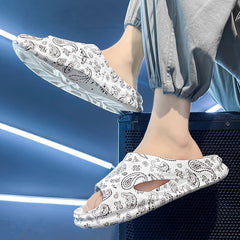 Men's Teardrop Print Slides Non Slip Slippers Open Toe Shoes