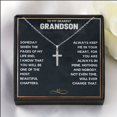 Cross Pendant Necklace With Gift Card Box for Grandson
