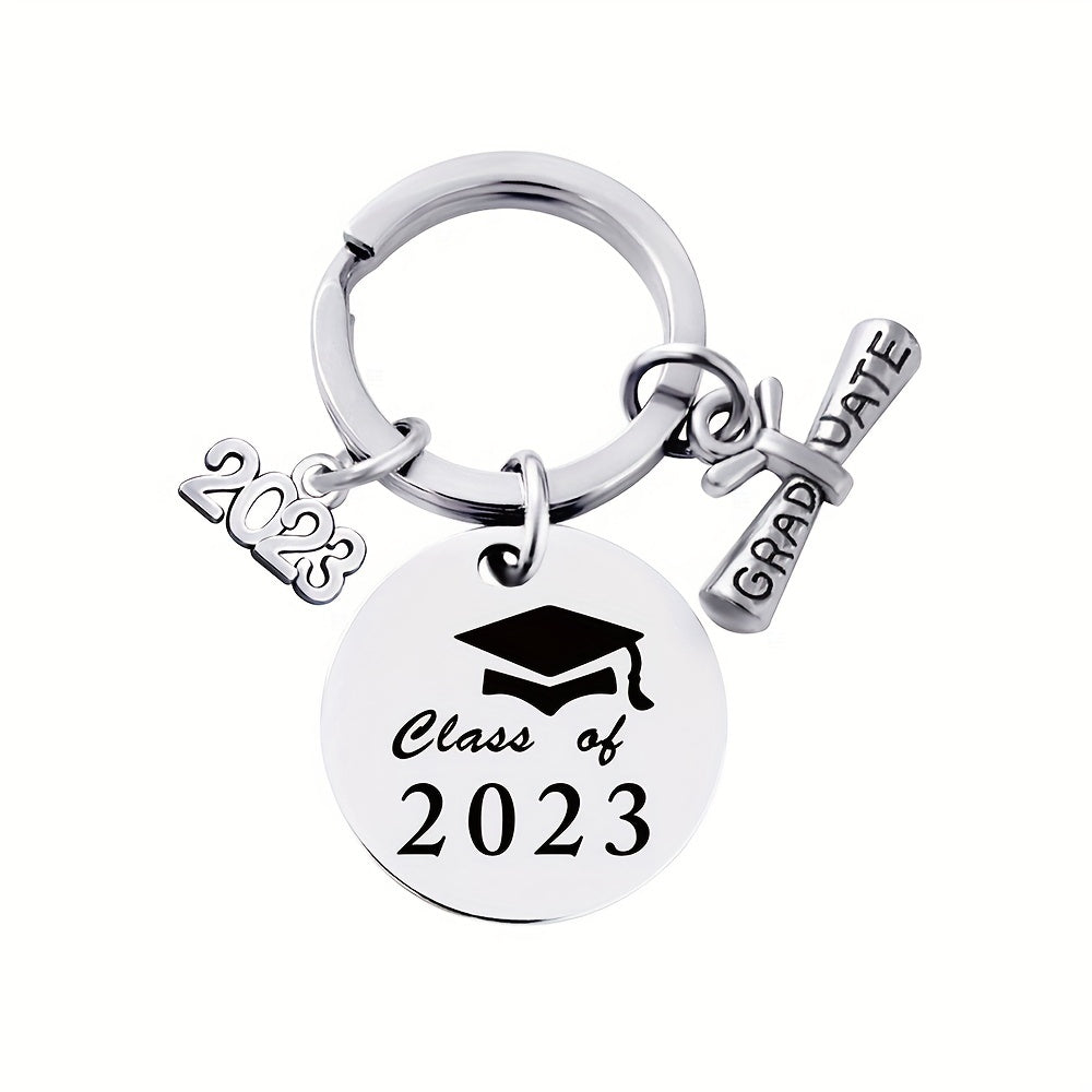 Stainless Steel Graduation Keychain - Letter Engraving Gift for Kids Friends