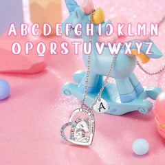Heart Unicorn Pendant Necklace for Girls