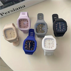 Square Digital Watch Silicone Band Waterproof Sporty Style