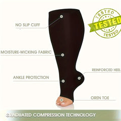 Copper Compression Socks Men Women Open Toe 10-20mmHg