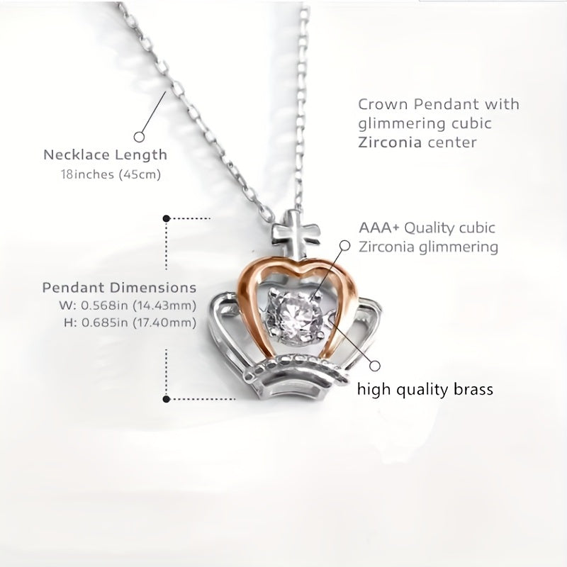 Zircon Crown Pendant Necklace With Card for Daughter
