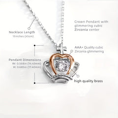 Zircon Crown Pendant Necklace With Card for Daughter