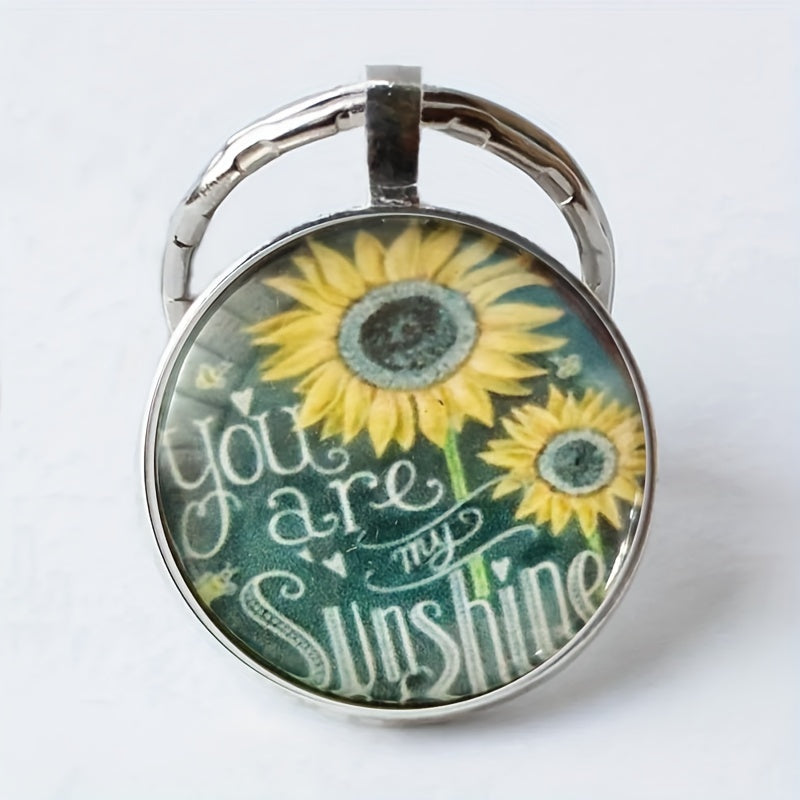 Vintage Sunflower Keychain for Boys - Stylish Bag Accessory