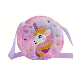 Unicorn Crossbody Bag Coin Purse Tie Dye Plush Mini Wallet