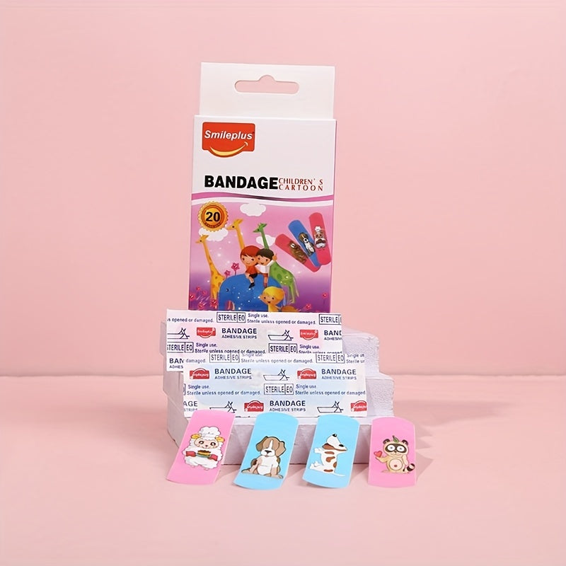 20pcs Animal Waterproof Bandages for Kids Breathable First Aid Stickers