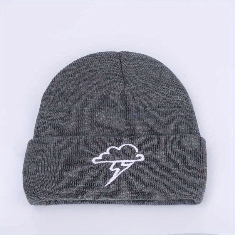 Clouds Embroidery Beanie Lightweight Warm Skull Cap Solid Coldproof Couple Knit