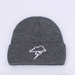 Clouds Embroidery Beanie Lightweight Warm Skull Cap Solid Coldproof Couple Knit