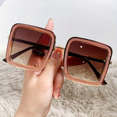 Oversized Square Frame Sunglasses Gradient Lens Wrap Around Eyewear