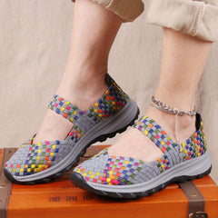 Colorful Braided Walking Shoes Low Top Slip On Casual Outdoor Shoes