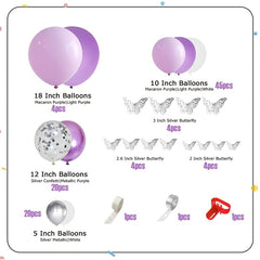 Purple Balloon Garland Set Butterfly Sticker Party Decoration
