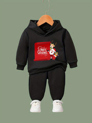 Girls Solid Hoodies Jogger Pants Set For Sports