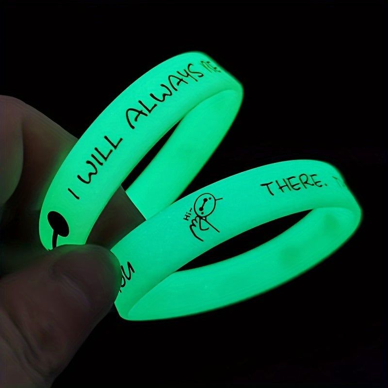 3pcs Glow In Dark Silicone Bracelet Always With You Luminous Couple Wrist Band
