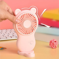Bear Mini Small Fan Portable Pocket Handheld Fan with Mobile Phone Holder