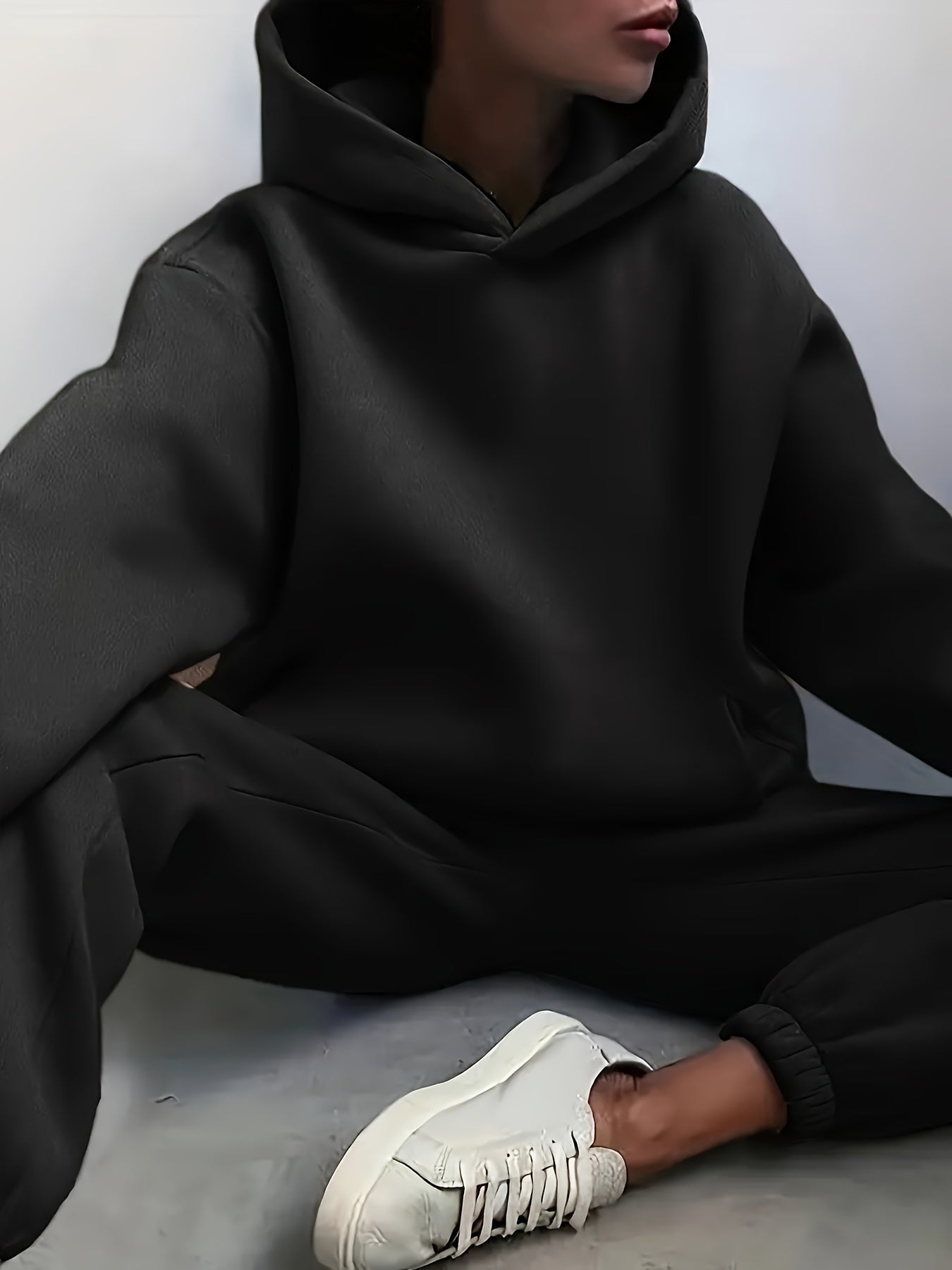 Women's Solid Hoodie & Joggers 2 Piece Set