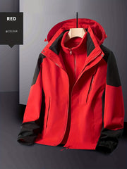 Men's Waterproof Windbreaker Detachable Inner Liner Active Zip Up Hooded Jacket