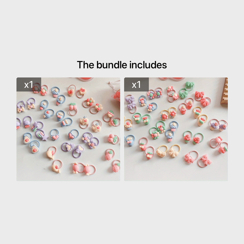 40pcs Cartoon Bow Flower Mini Hair Ties for Girls