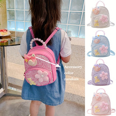 Kids Flower Sequins Backpack Shoulder Bag, Birthday Gift for Girls