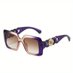 Flower Square Sunglasses UV400 Sun Shades with Case