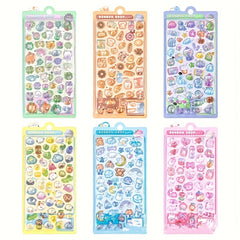 3D Acrylic Cartoon Animal & Floral Self Adhesive Stickers Mixed Colors
