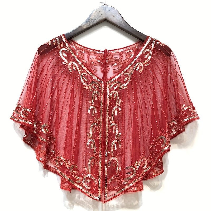 Vintage Sequin Embroidered Shawl 1920s Wraps Beaded Bridal Shawls