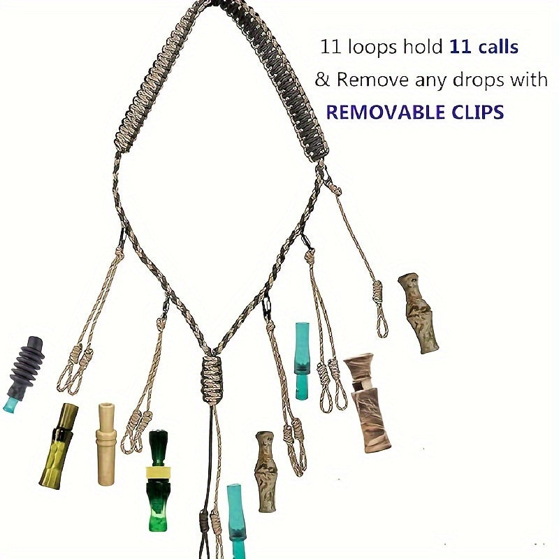 Nylon Duck Call Lanyard with 11 Whistle Hanging Ropes