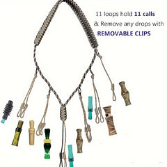 Nylon Duck Call Lanyard with 11 Whistle Hanging Ropes