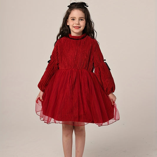 Vintage Style Velvet Long Sleeve Tutu Dress