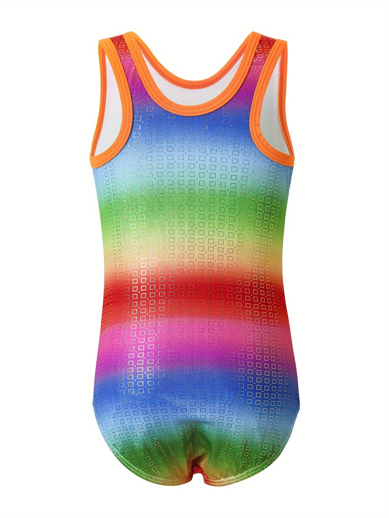 Girls Rainbow Sleeveless Gymnastics Jumpsuit For Dance Sports