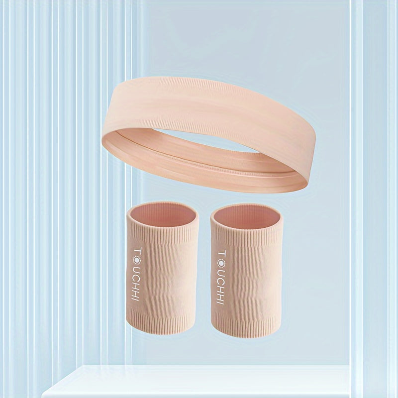 3PCS Sports Sweat Wristband & Headband Set Unisex