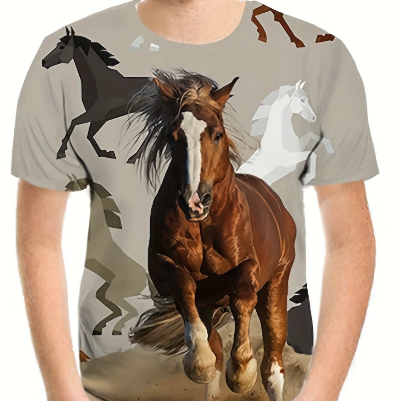 Boys 3D Horse Graphic T Shirt - Summer Outdoor Fun