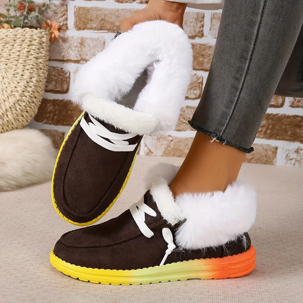 Winter Warm Flat Shoes Low Top Non slip Thickened Warm Sneakers Women's Footwear