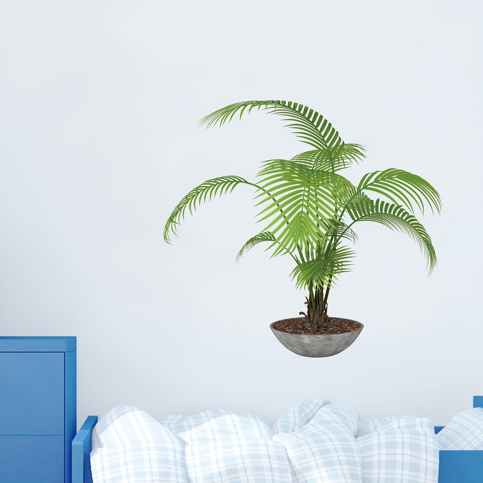 Green Plant Wall Decal Leaves Potted Plant Wall Sticker Bonsai Decal