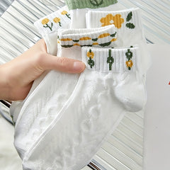 5 Pairs Women's Flower Mesh Ankle Socks for Summer