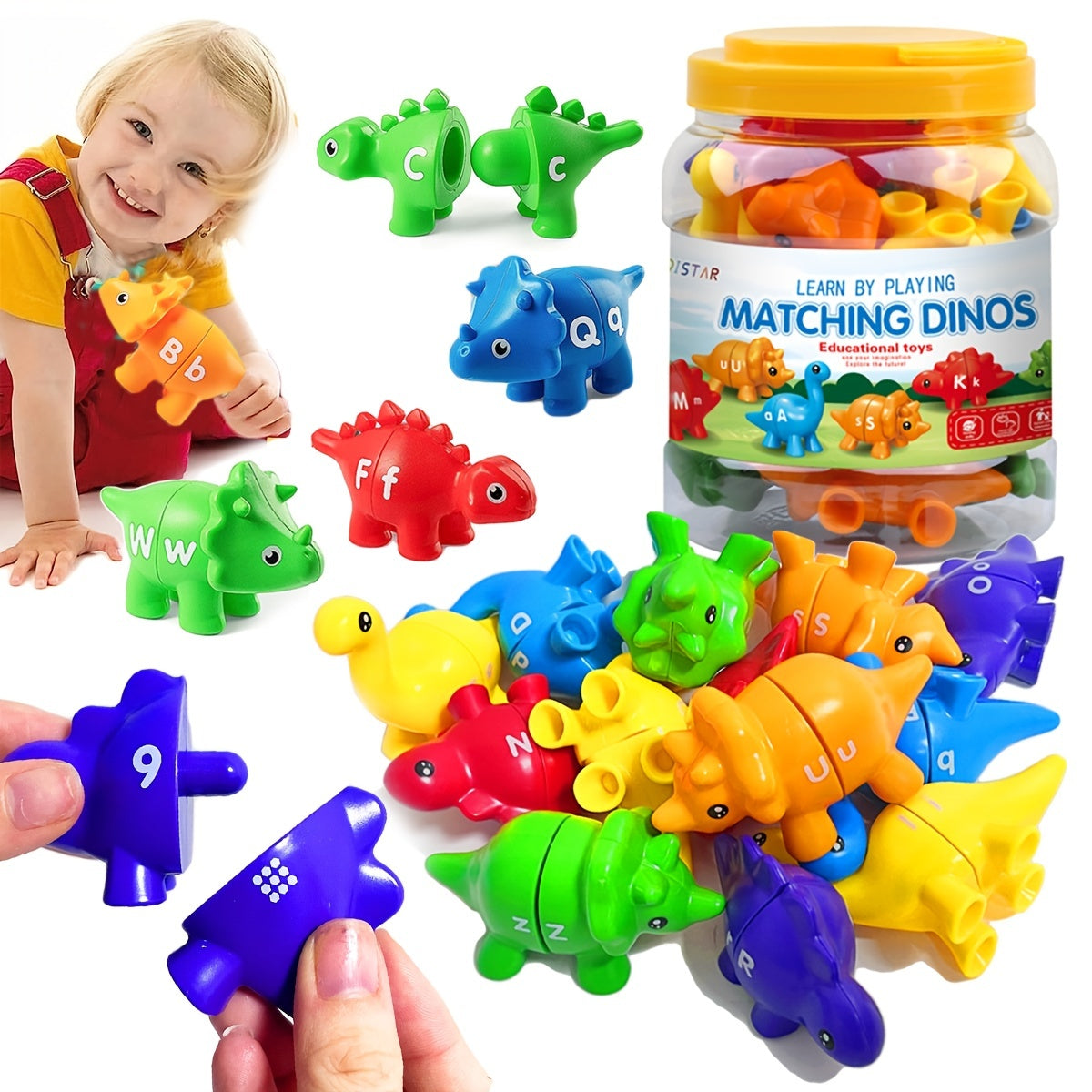 Dinosaur Alphabet Match Game Educational Toy Preschool Learning Montessori