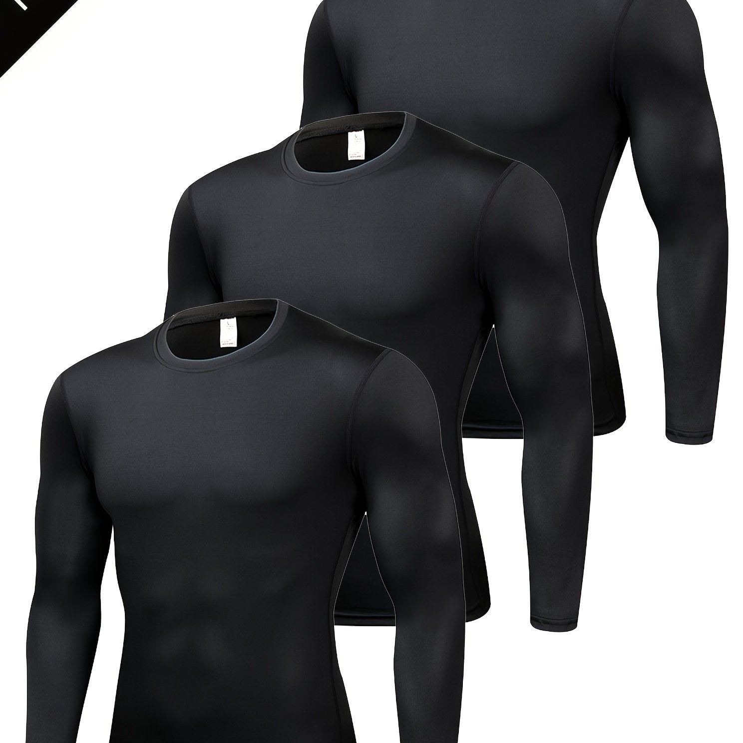 Men's Quick Drying Long Sleeve Shirt - High Stretch Crew Neck Undershirts