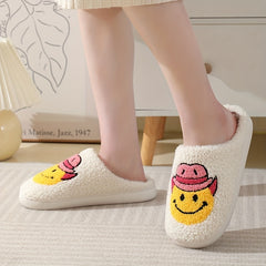 Women's Smile Fuzzy Slippers Warm Plush Shoes
