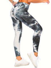Tie Dye Honeycomb Butt Lifting High Waist Leggings