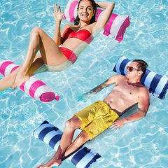 2pcs Pool Floating Bed Inflatable Lounger Foldable Striped Float