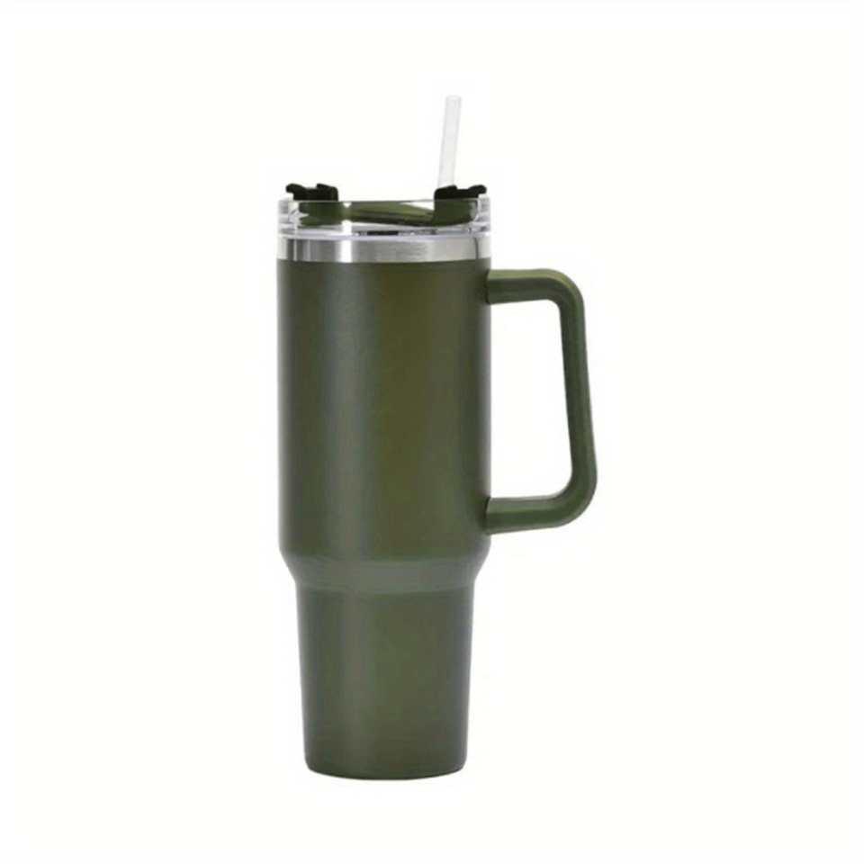 40oz Stainless Steel Straw Handle Cup Insulated Coffee Tumbler