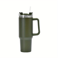 40oz Stainless Steel Straw Handle Cup Insulated Coffee Tumbler