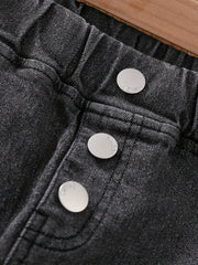 Girls Gradient & Lines Stitching Skinny Jeans Flare Leg Denim Pants