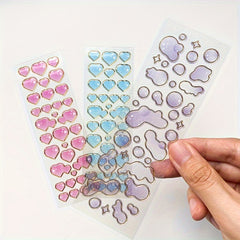 Love Heart Golden Edge Transparent Bubble Sticker DIY Decoration